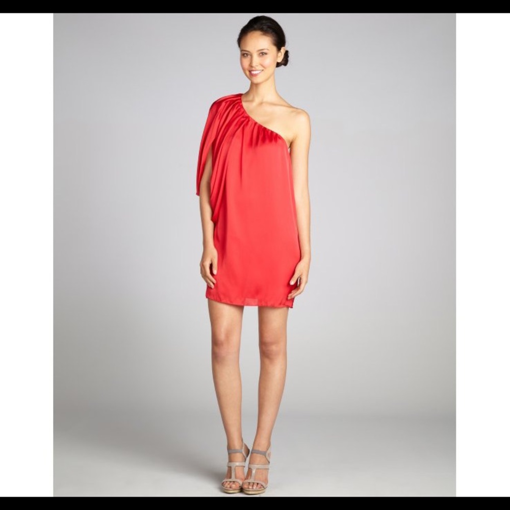 Aidan mattox Black Batwingsleeve Oneshoulder Dress